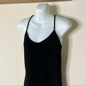 Rebecca Minkoff Robe Noire En Velours évasée – Col V Et Bretelles Spaghetti, Taille 6